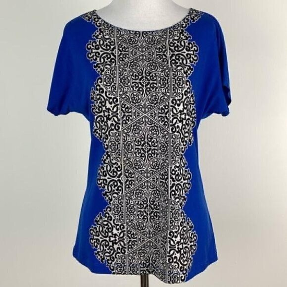 Chicos travelers top size 0 S/4 Black blue white - Picture 1 of 11